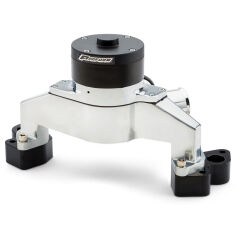 Electric Water Pumps 35 GPM bolt-on electric pumps that free up horsepower and keep coolant moving after shutdown — in five finishes to match the build.