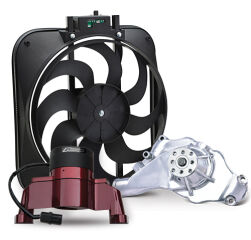 Cooling Radiators, electric and brushless fans, water pumps, controllers, and oil coolers.