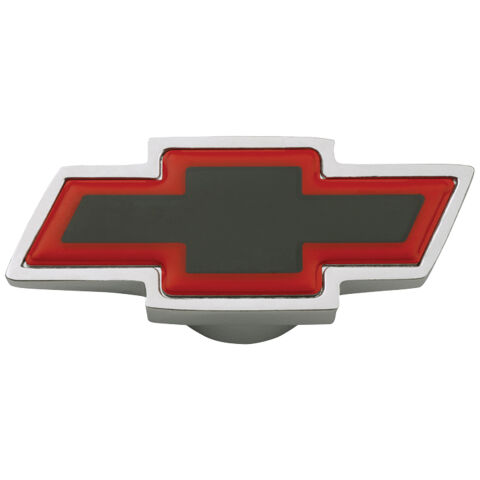 Carburetor Air Cleaner Center Nut; Large Chevy Bowtie Style; Black Center w/&nbsp;Red