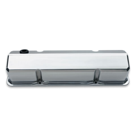 Valve Covers; Slant-Edge Tall; Die Cast; Polished Without Logos; SB Chevy