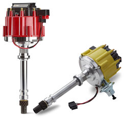 Distributors & Accessories HEI distributors, tune-up kits, ignition coils and boxes, and cap kits for Chevy, Ford, and MOPAR.